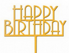 Топпер подчеркнутый Happy Birthday золотой, h=12