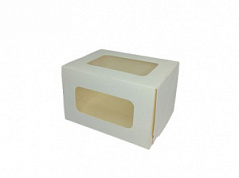 Коробка для зефира или рулета с двумя окнами белая CAKE ROLL, 20*12*10 см