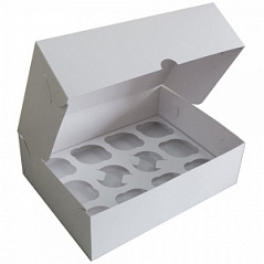 Коробка для кексов белая, 12 ячеек 33*25*10 см