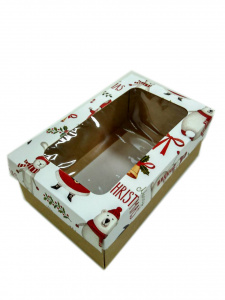 Коробка для подарков с окном Дед Мороз крафт, 18*11*7 см