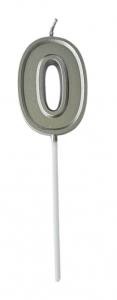 Свеча серебряная на шпажке "Цифра 0" 4,5 см, 1 шт