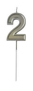 Свеча серебряная на шпажке "Цифра 2" 4,5 см, 1 шт