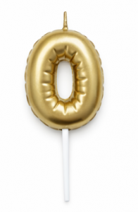 Свеча золотая Цифра шар 0 10,5 см, 1 шт