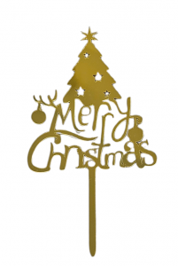 Топпер Merry Christmas золотая елочка, h=15 см Топпер Merry Christmas золотая елочка, h=15 см