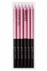 Свечи "Праздник" розовый с чёрным 14,5 см, 6 шт Свечи "Праздник" розовый с чёрным 14,5 см, 6 шт