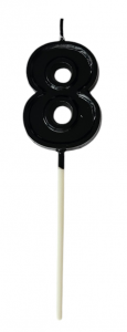 Свеча черная "цифра 8", 1 шт