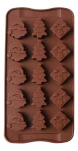 Форма силиконовая ДЕД МОРОЗ И ЁЛКИ-2, 15 ячеек Форма силиконовая ДЕД МОРОЗ И ЁЛКИ-2, 15 ячеек