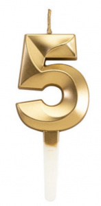 Свеча золотая в торт 5 с гранью, 1 шт Свеча золотая в торт 5 с гранью, 1 шт