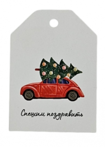 Бирка Спешим поздравить, 5*7 см