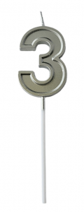 Свеча серебряная на шпажке "Цифра 3" 4,5 см, 1 шт Свеча серебряная на шпажке "Цифра 3" 4,5 см, 1 шт
