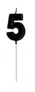 Свеча черная "цифра 5", 1 шт