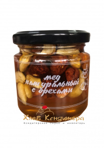 Мёд натуральный Цветочный с орехами с/б, 240 г