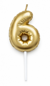 Свеча золотая Цифра шар 6 10,5 см, 1 шт