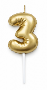 Свеча золотая Цифра шар 3 10,5 см, 1 шт