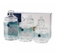 Набор стеклянных банок "Hedgery turquoise" для сыпучих продуктов 500/750/1000 мл, 3 шт