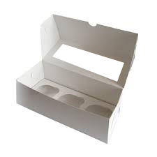 Коробка для кексов с окном белая, 3 ячейки