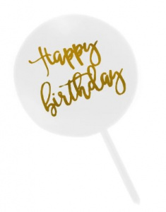 Топпер белый HAPPY BIRTHDAY, h=16 см