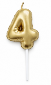 Свеча золотая Цифра шар 4 10,5 см, 1 шт