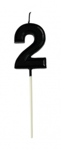 Свеча черная "цифра 2", 1 шт