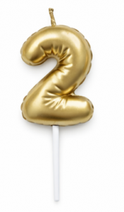 Свеча золотая Цифра шар 2 10,5 см, 1 шт