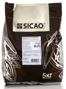 Шоколад Молочный 31,7% Sicao в каллетах, 5 кг