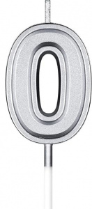 Свеча серебряная на шпажке "Цифра 0" 4,5 см, 1 шт