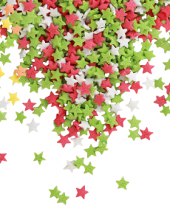 Посыпка сахарная ЗВЕЗДОЧКИ красно-бело-зеленые, 100 г