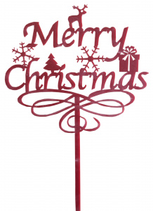 Топпер Merry Christmas красный, h=14,5 см Топпер Merry Christmas красный, h=14,5 см