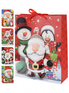 Пакет бумажный для подарков “Дед Мороз”, 18*24*8 см, 1 шт.