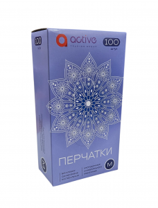 Перчатки неопудренные виниловые M (короб 100 шт.) ACTIVE Перчатки неопудренные виниловые M (короб 100 шт.) ACTIVE