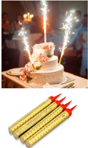 Свечи "Тортовый фонтан" 12 см золотые, 4 шт. Свечи "Тортовый фонтан" 12 см золотые, 4 шт.