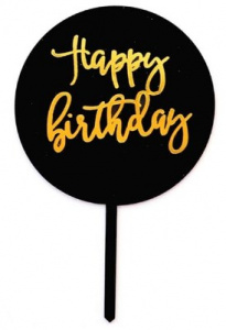 Топпер черный HAPPY BIRTHDAY, h=16 см