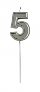 Свеча серебряная на шпажке "Цифра 5" 4,5 см, 1 шт Свеча серебряная на шпажке "Цифра 5" 4,5 см, 1 шт