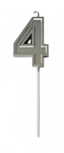 Свеча серебряная на шпажке "Цифра 4" 4,5 см, 1 шт
