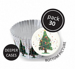 Капсулы для капкейков фольгированные "Рождественская ель" PME, d=5 см, 30 шт.