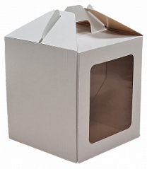 Коробка для торта картонная с окном, 16*16*18 см