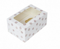 Коробка для кексов с окном Снежинки, 2 ячейки
