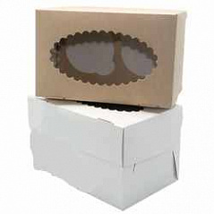 Коробка для маффинов ECO Крафт/белая, 2 ячейки, 17*10*10 см
