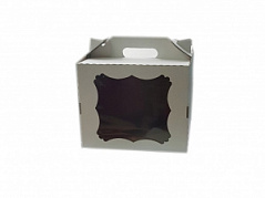 Коробка для торта картонная с фигурным окном, 24*24*20 см