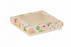 Коробка для конфет Акварельные цветы на 15 шт, 15*15*3 см