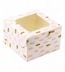 Коробка для кекса Розовые полоски, 1 ячейка