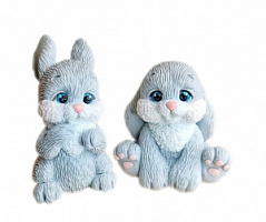 Силиконовый молд "Зайчата", h=3,8 см и 4,5 см