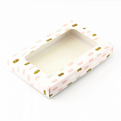 Коробка для печенья с окном Розовые полоски на 2 шт