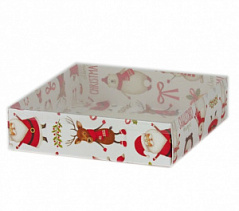 Коробка для подарков с прозрачной крышкой Дед Мороз, 20*20*7см
