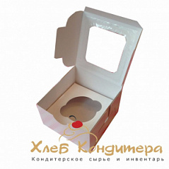 Коробка для кекса белая, 1 ячейка