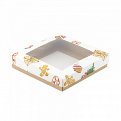 Коробка для конфет с окном Merry Christmas на 15 шт., 15*15*3 см