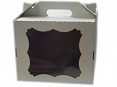 Коробка для торта картонная с фигурным окном, 30*30*20 см