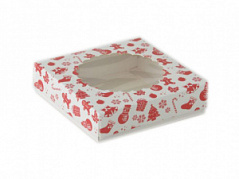 Коробка для печенья со съемной крышкой Красно-белая на 1 шт.