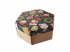 Коробка шестигранная большая Рождество, 19,7*22,7*10 см