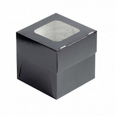 Коробка для маффинов ECO черная/белая 10*10*10 см, 1 ячейка